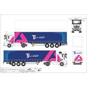 Mercedes Actros 5 tracteur + remorque bâchée Transports Jacot au 1/43ème Eligor
